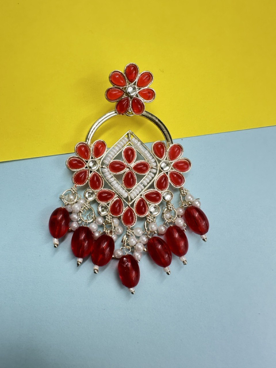 Red Chandbali Earrings