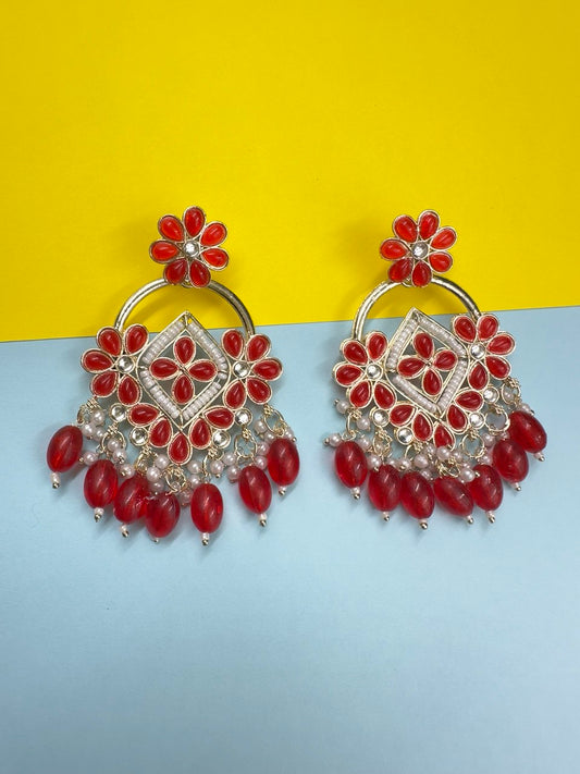 Red Chandbali Earrings