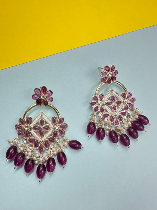 Lavender Chandbali Earrings