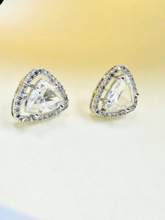 Geometric Triangular American Diamond studs