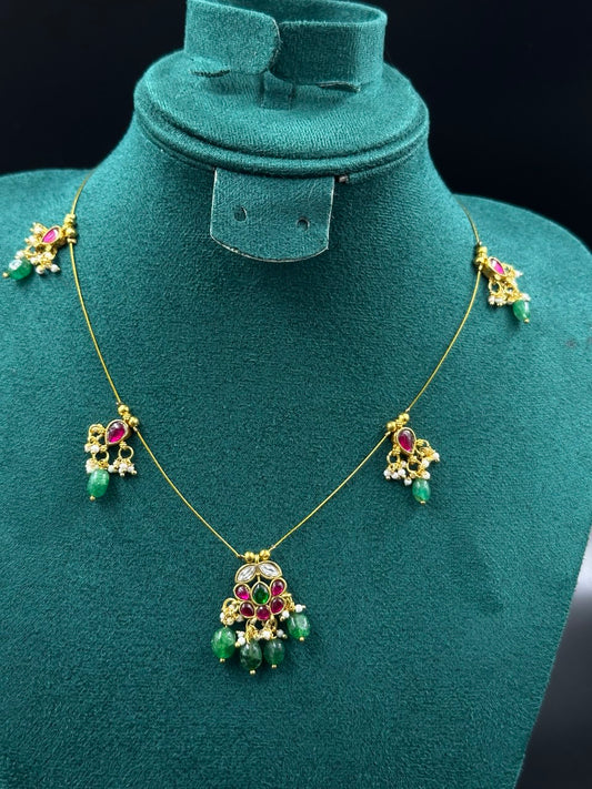 Yashasvi invisible green gold plated  chain