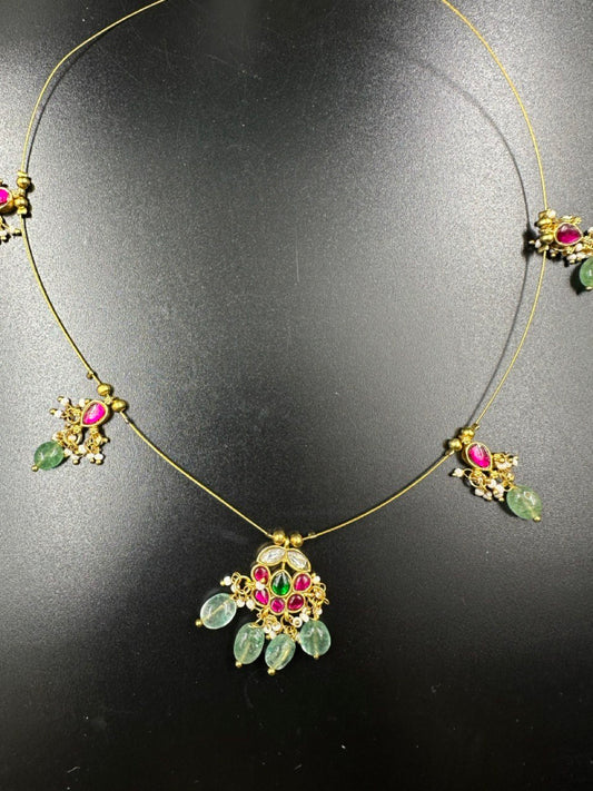 Yashasvi invisible green gold plated  chain