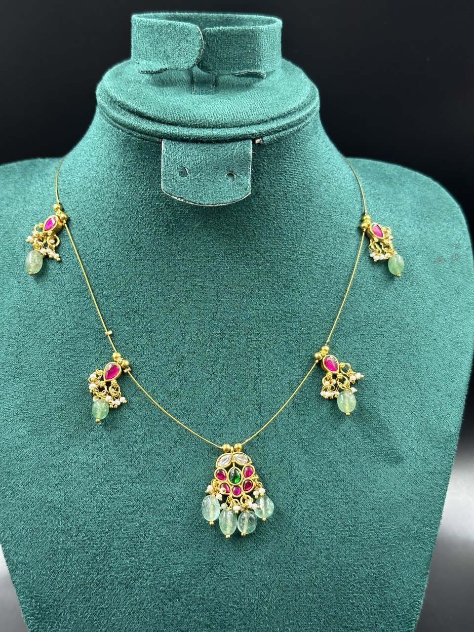 Yashasvi invisible green gold plated  chain