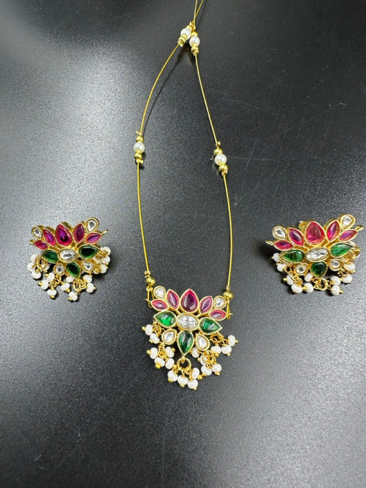 Yashasvi invisible multicolour jadau  necklace set