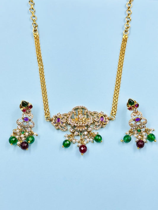 Multicolour gold plated choker set