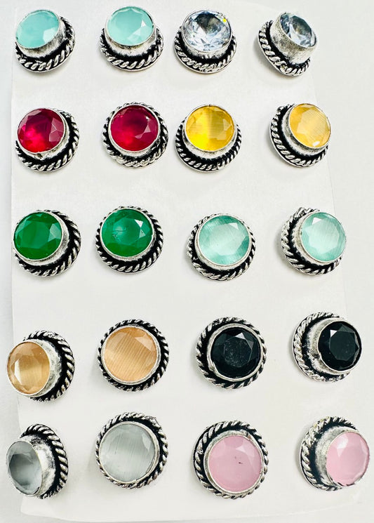 Oxidised german Silver studs combo